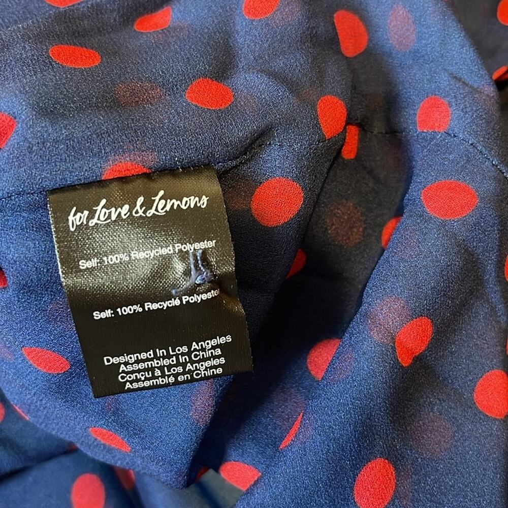 FOR LOVE & LEMONS Mavis Polkadot Long Sleeve Blue and Red Maxi Dress Sz M - Picture 12 of 12
